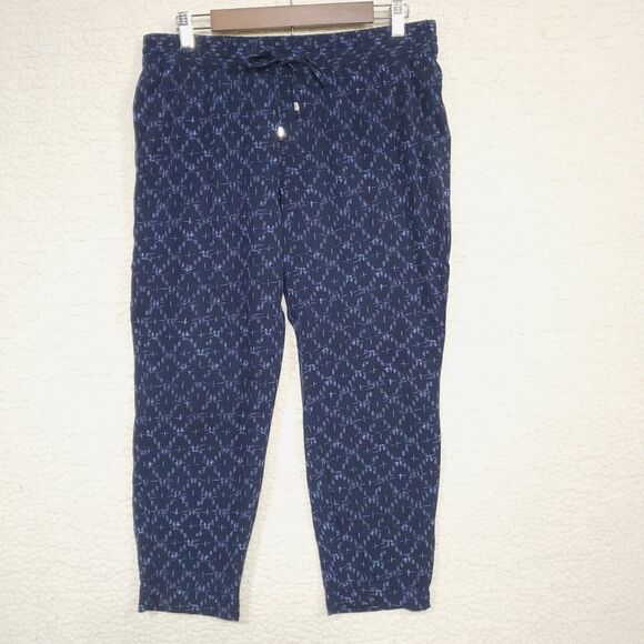Old Navy Blue Rayon Pants Women's Medium Casual Pull On Drawstring Tapered - Picture 2 of 14